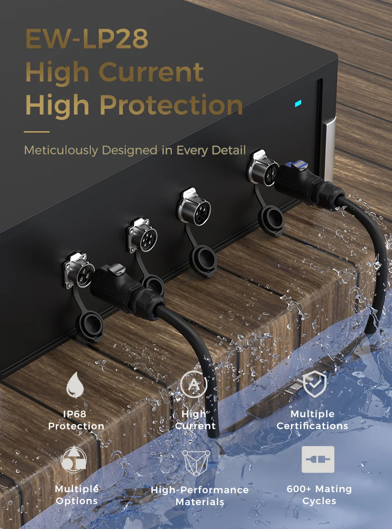 E-WeiChat EW-LP28 IP68 Wasserdichter Steckverbinder Männlicher Stecker Weibliche Buchse Starke Leistung Elektrische Schraubverbindung Lötfrei – Detail 1