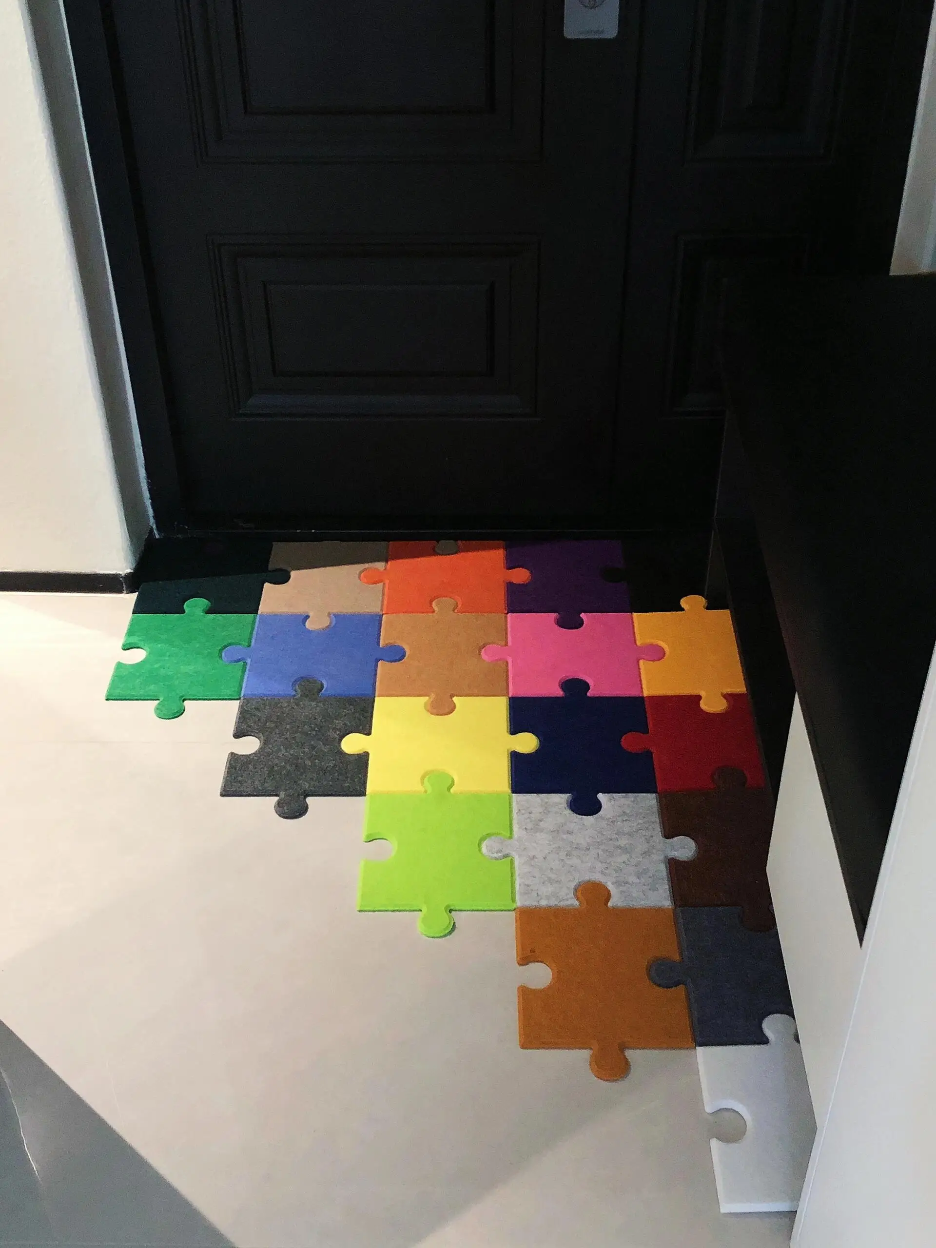 Dopamine Entray Door Mat Rainbow Puzzle Home Use Foot Pad Wool Felt Multi Purpose Decorative Mat Cuttable Entrance Door Mat