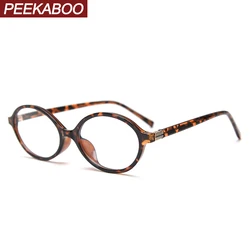 Peekaboo unisex oval glasses retro women clear lens TR90 small round glasses frame for men leopard green accessories gift