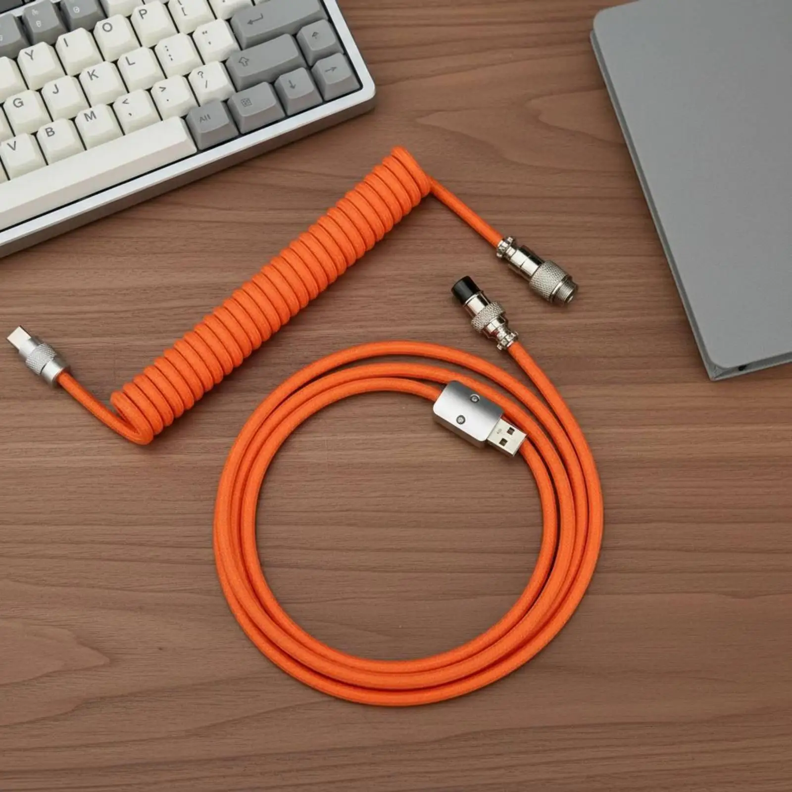 Shielded Keyboard Extension Cable Flexible Reach Spiral USB Connector for Mechanical Keyboard Modern PC Setup