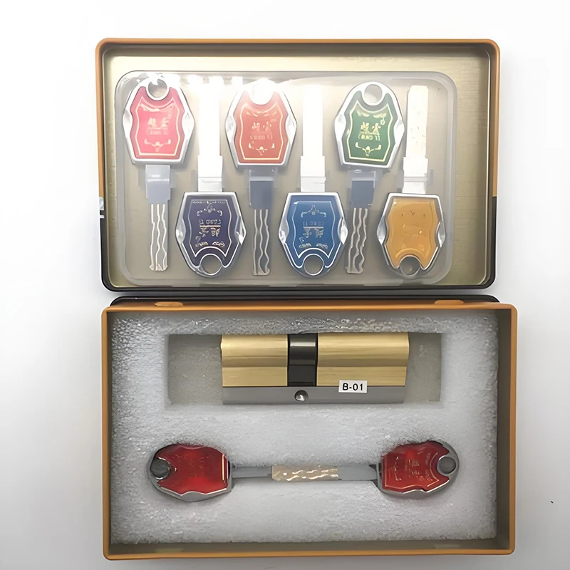 C-Class Colorful Key Six Track  Lock Cylinder AB Key Anti-Theft Pure Brass Gate Door Lock Handle Bedroom Extended