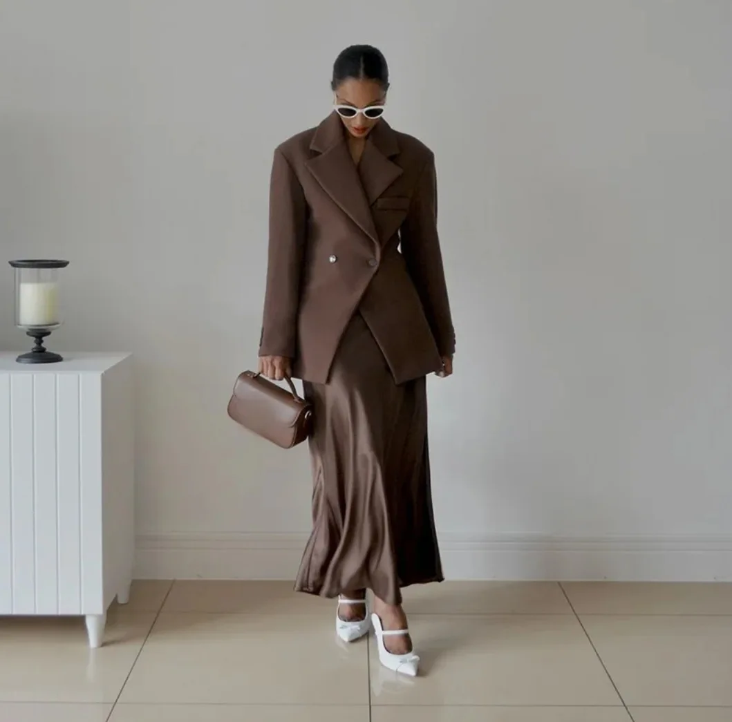 سترة نسائية قصيرة مميزة، سترة عصرية بأكمام طويلة وطية صدر السترة، سترة مكتبية مخصصة #3