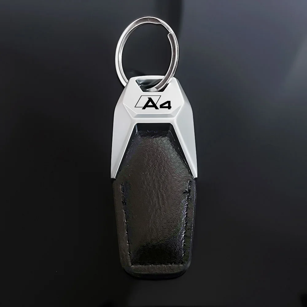 Genuine Leather Zinc Alloy Keyring 4S Store Gift Car Logo Pendant Suitable For Audi A1A3A4A6A7Q3Q5Q7 Car Keychain