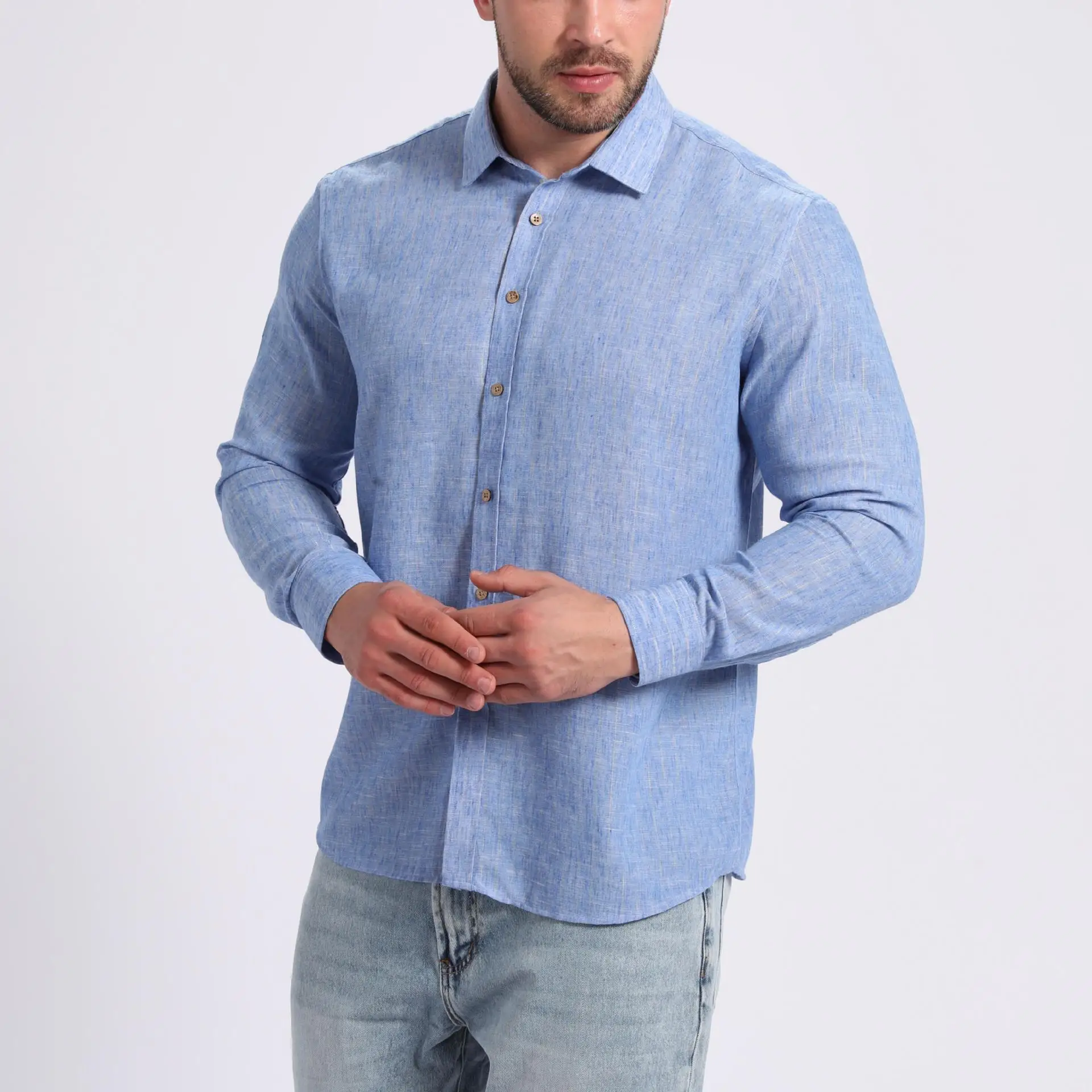 Men's Long Sleeve Shirt 2026 New Style Silk-like Golden Stripes Casual Retro Blouse Linen Jacket