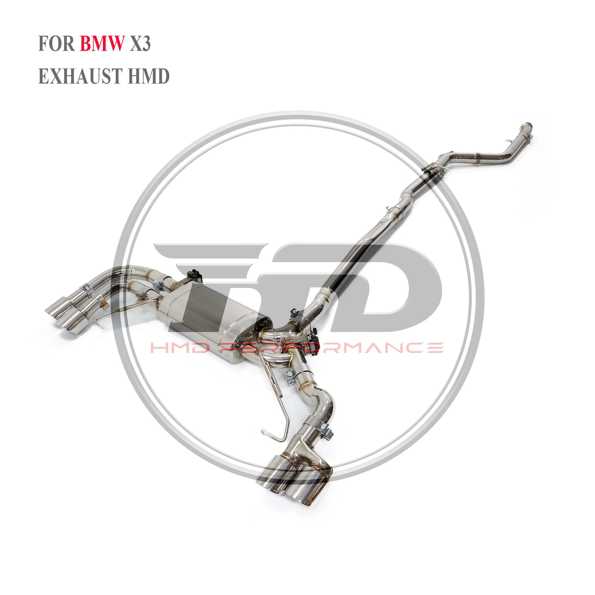 HMD stainless steel exhaust pipe exhaust system for BMW X3 retrofit X3M has 4 outlet electronic valves for automotive accessorie