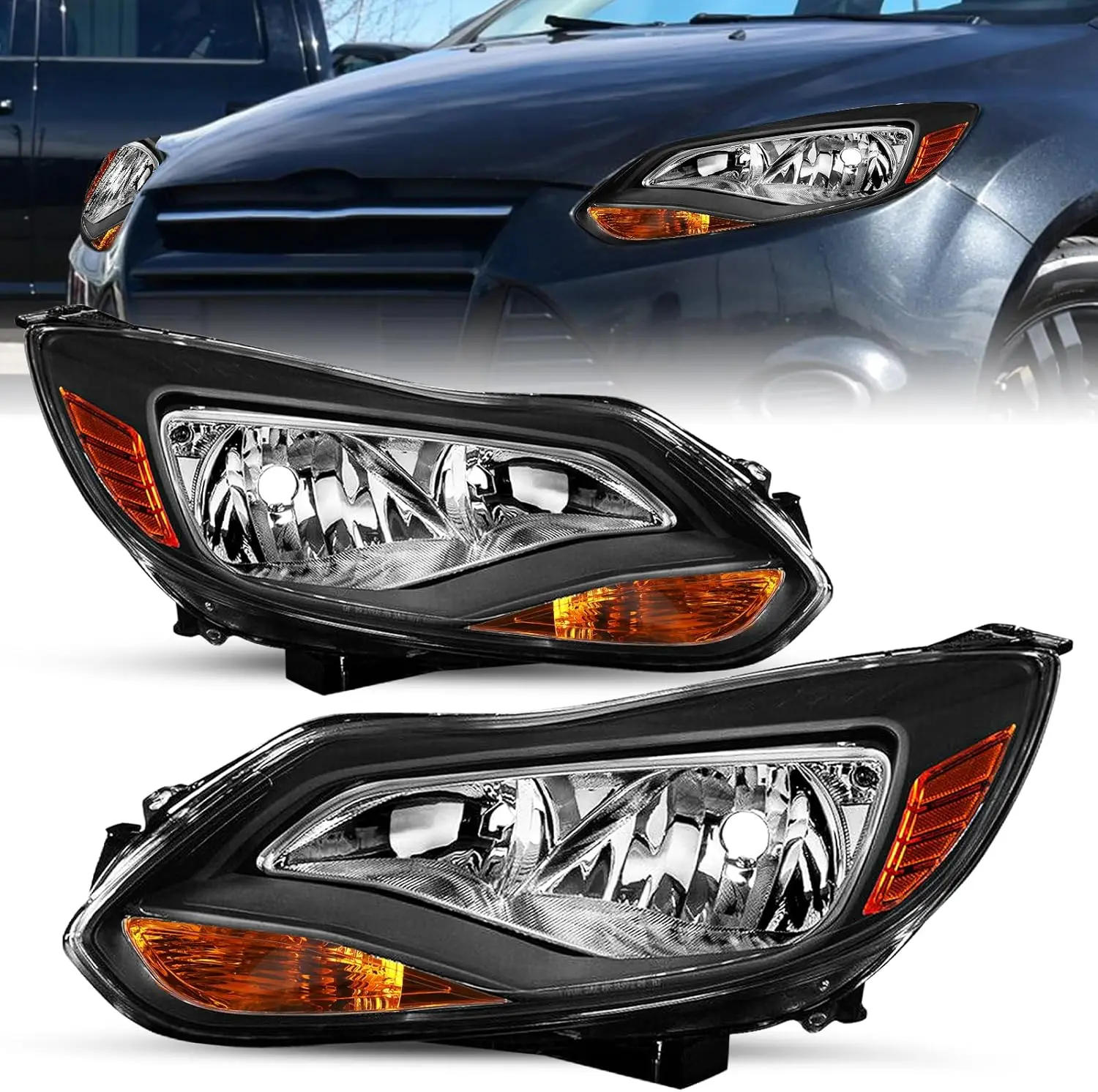 

Черный корпус фары в сборе, подходит для Ford Focus OE 2012-2014 годов, фары в заводском стиле, левая и правая сторона пассажира