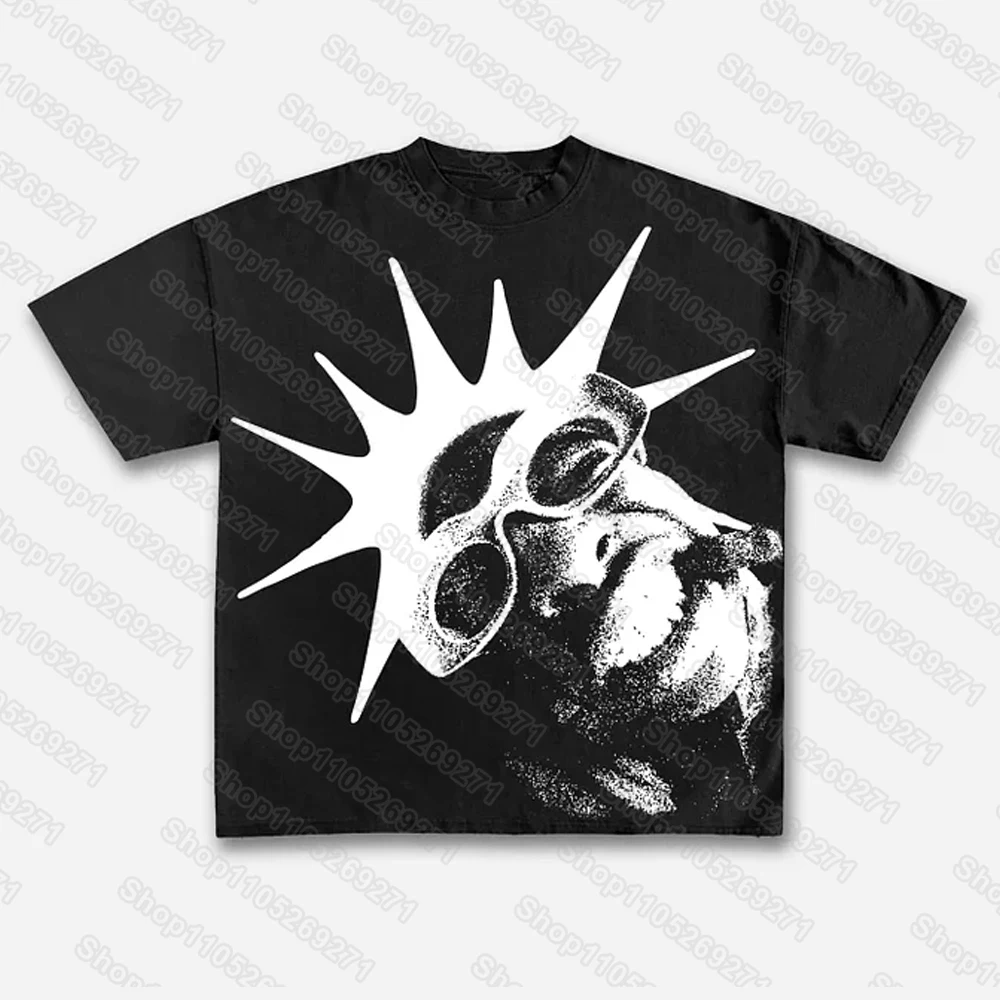 Street Abstract Figure Portrait Graphic Print T-shirt Unisex Short-sleeved Hip Hop Retro Street Y2K Casual Fashion Tops Clothing