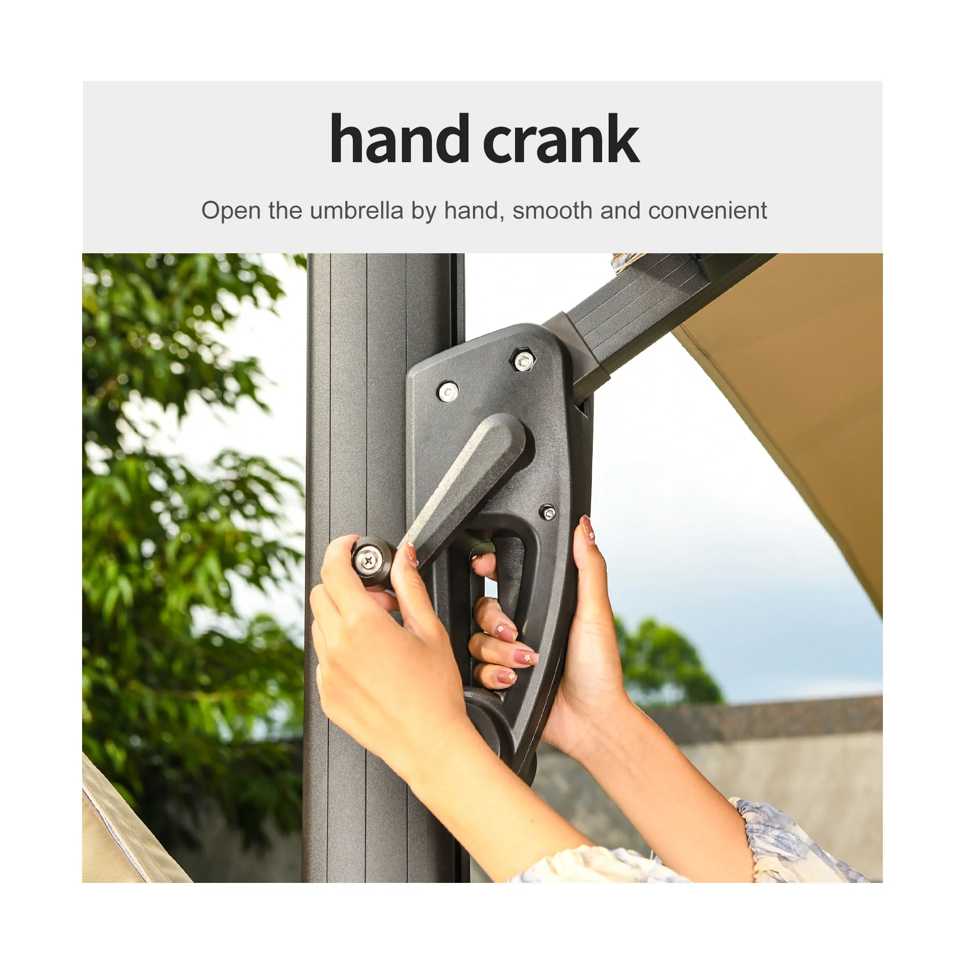 مظلة ناتئ المظلة مظلات خارجية كبيرة الحجم حديقة LED ظل الشمس 20FT مظلة ذات جودة مربعة #3