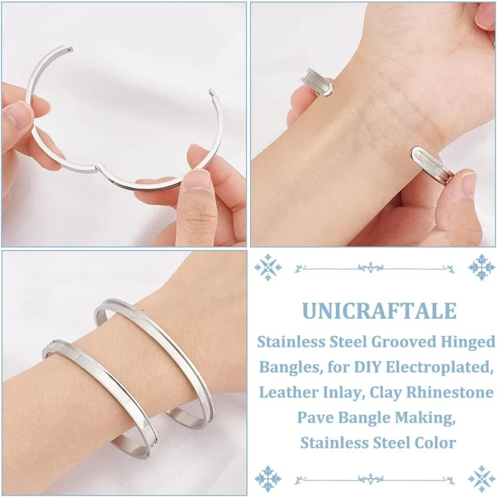 4 قطعة 2 أنماط مخدد الكفة الإسورة 5.1 سنتيمتر الداخلية 201 الفولاذ المقاوم للصدأ الشعر التعادل الكفة سوار معدني فارغ أساور فارغة