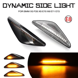 2PCS For BMW X3 F25 X5 E70 2007-2013 X6 E71 E72 2008-2014 LED Dynamic Fender Turn Signal Light Side Marker Lamp
