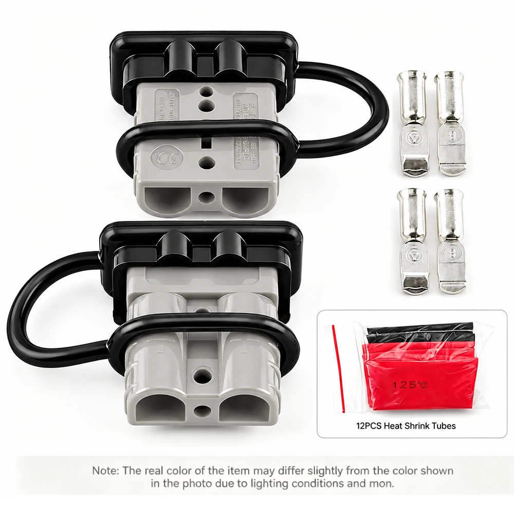 2/4PCS Connector 50A 6–12 Gauge 12V-36V Battery Quick Connect/Disconnect Connector Wire Harness Plug Kit Winch Wiring Kit