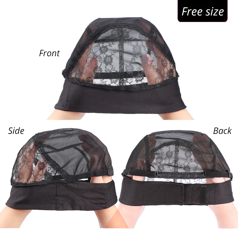 Plussign – bonnets de perruque bandeau noir pour la fabrication de perruques, 1 pièce/lot, filets à cheveux en dentelle, bonnets en maille dôme avec sangle réglable, 3 Styles