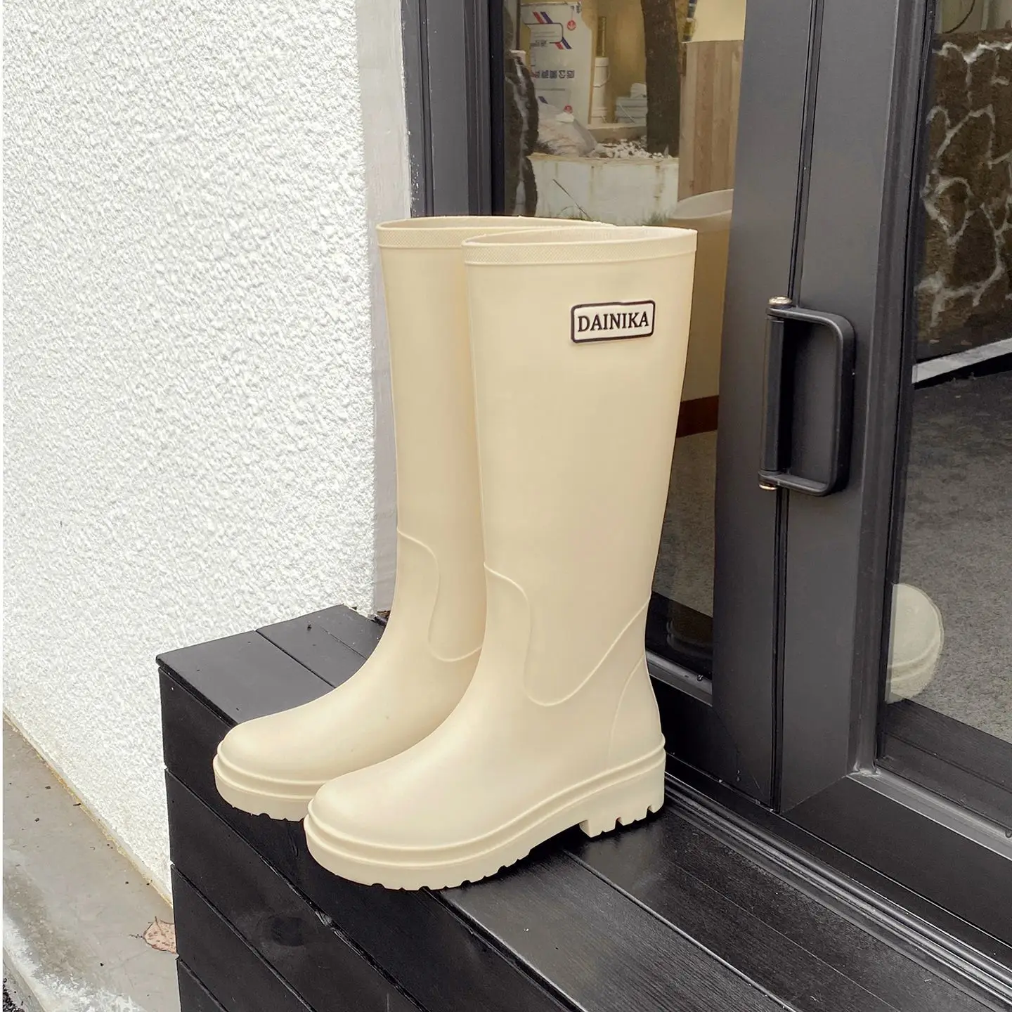 

High-top Rain Boots Women High-end Long Boots High-top Rain Boots Fashionable Women's Waterproof Shoes Non-slip Rubber Shoes New