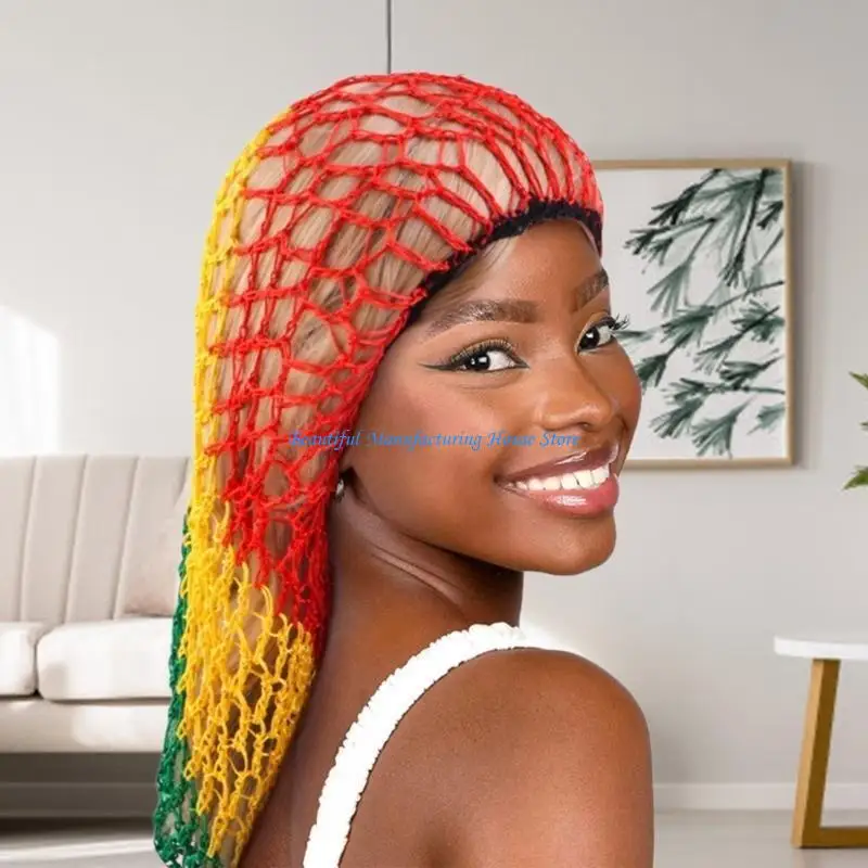 E56A عصابة رأس شبكية شعر قابلة للتمدد للنساء قبعة متماسكة مرنة للنوم #3