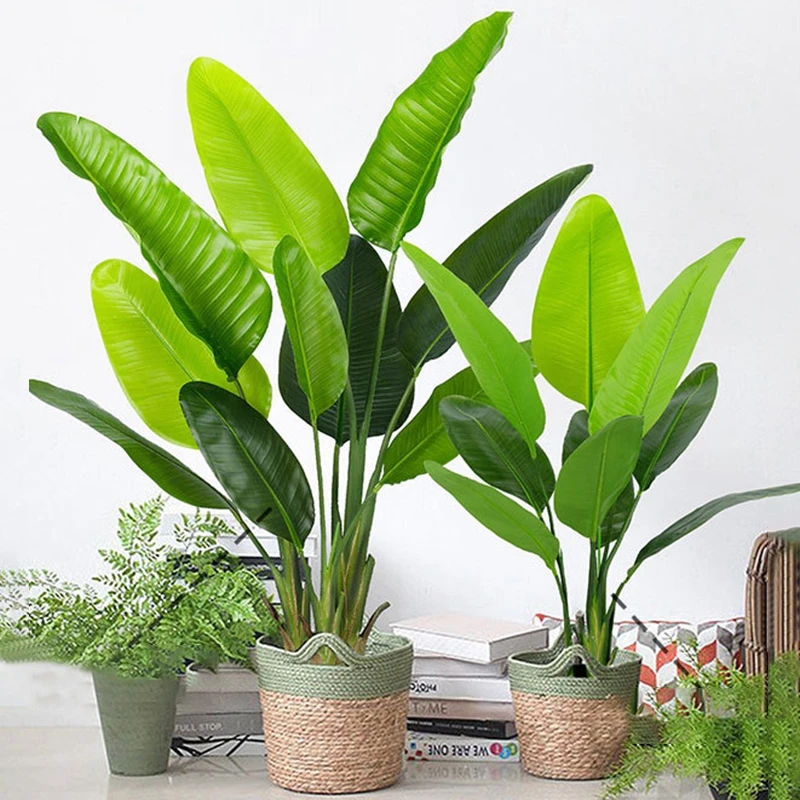 Large Artificial Palm Tree Banana Plant Leaves Plastic Green Plant Home Decor Artificial Fake Trees Simulated Large Potted Plant