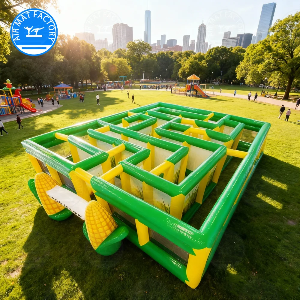 Inflatable Corn Maze Outdoor Carnival Maze Equipment Corn Themed Play Structure Backyard Event Corn Maze Setup for Kids & Adults