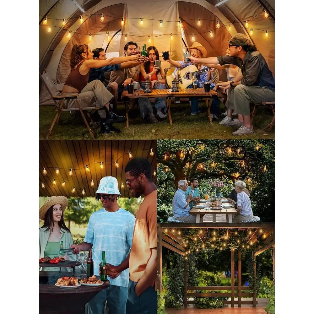 سلسلة أضواء خارجية 300 قدم، أضواء فناء للخارج مع لمبات مقاومة للكسر، ضوء معلق تجاري مقاوم للماء IP65 لـ Bac