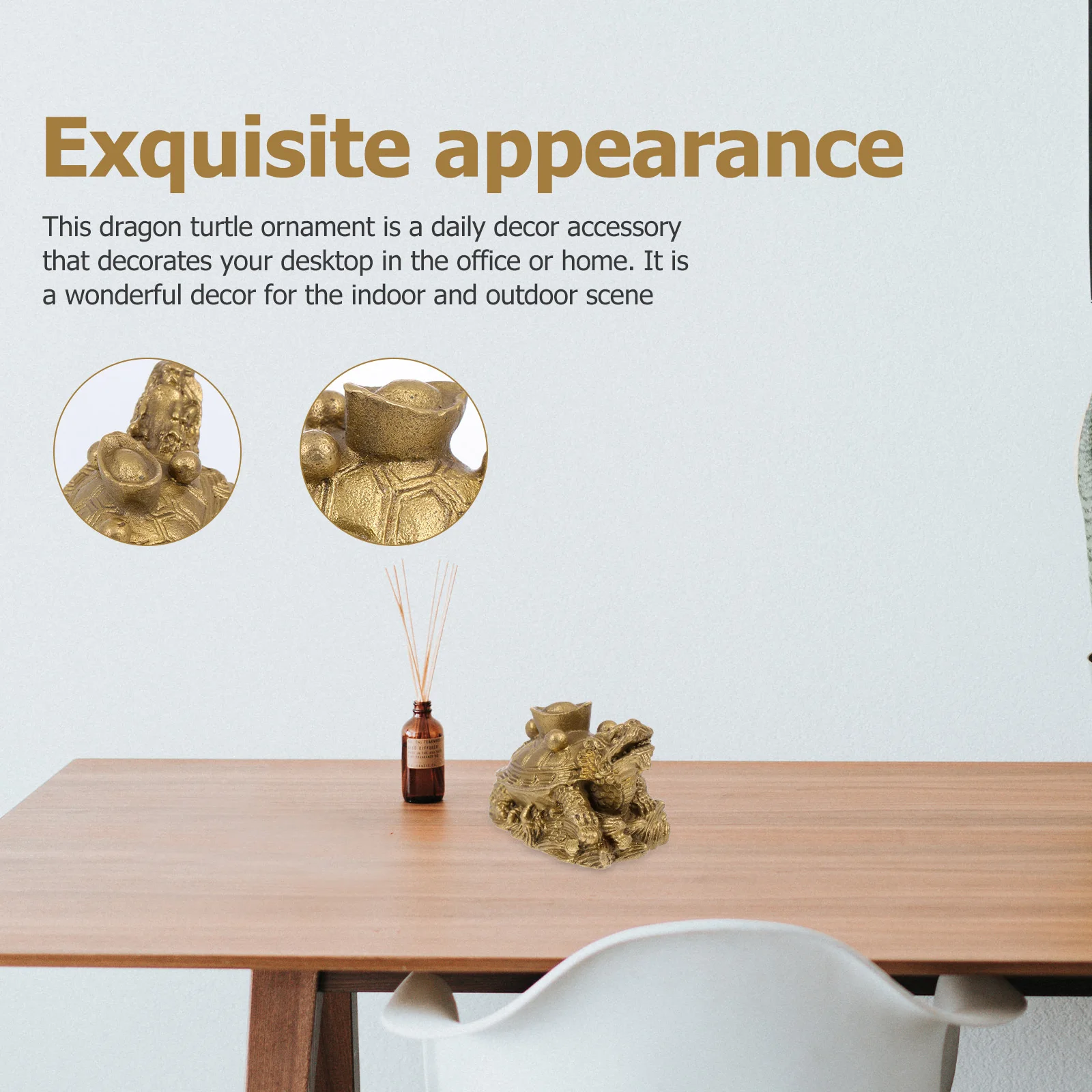 

1Pcs Copper Luck Ornament Dragon Turtle Handicraft Ingot Desktop Decor Blessing Office Home Adornment Dragon Turtle Decor