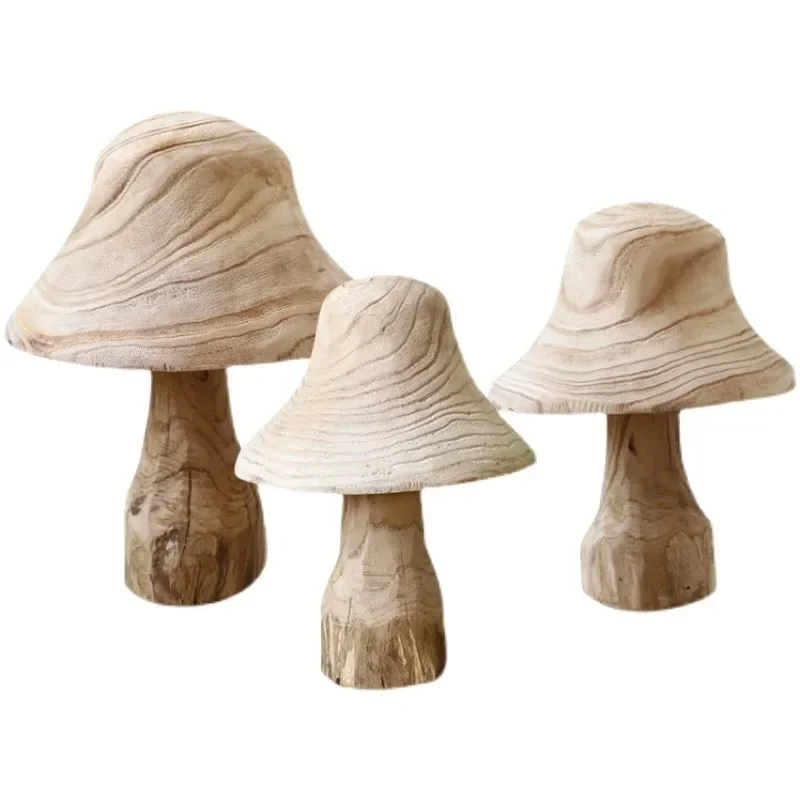 

Solid wood mushroom living room decoration wabi style retro homestay decoration yard table top ornament garden landscaping