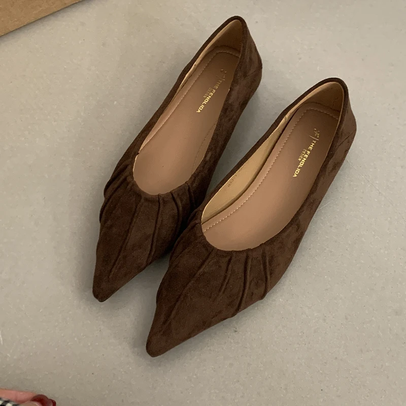 

Pointed Toe Women's Loafers Shoes Shallow Suede Fashion Shoes Autumn 2025 Cozy Elegant Sexy Soft Casual Sport Chaussure Femme