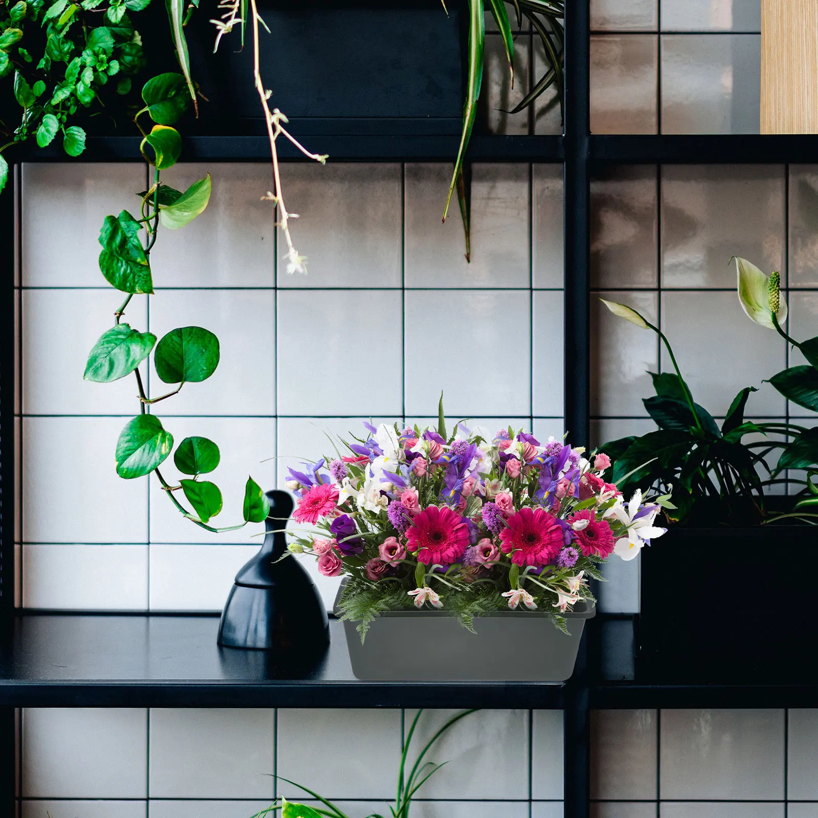 

Mounted Planting Box 16-20mm Pipe Fit Vertical Wall Planter Water- Durable for Balcony Garden Yard Decor Indoor
