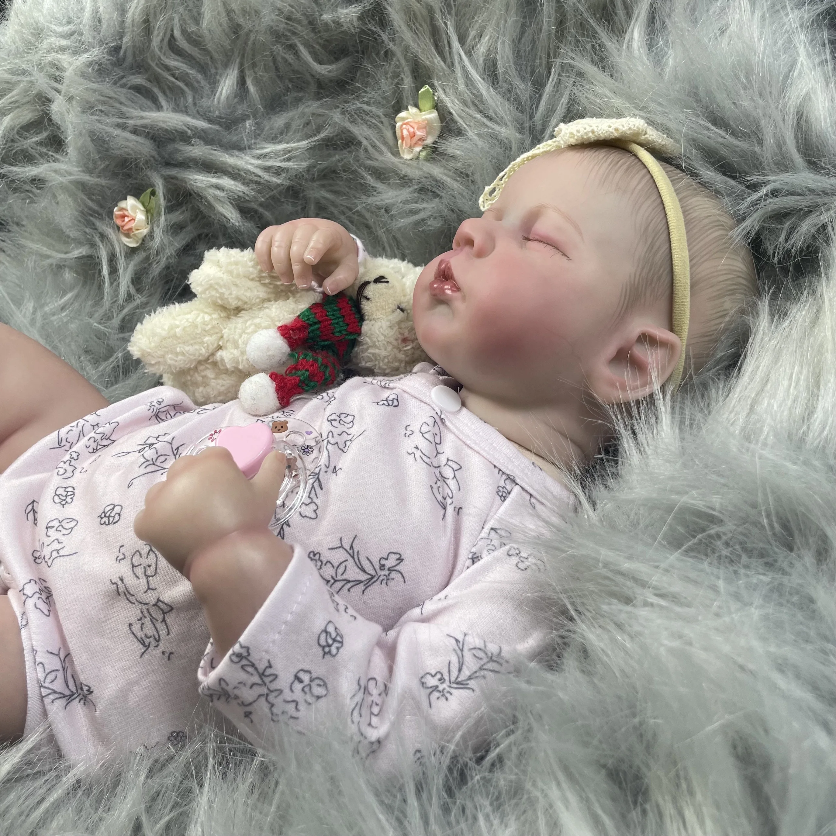 50CM Finished Reborn Baby Dolls LouLou Sleeping Silicone Vinyl Newborn 3D Skin Visible Veins DIY Toys Christmas Gift For Girls