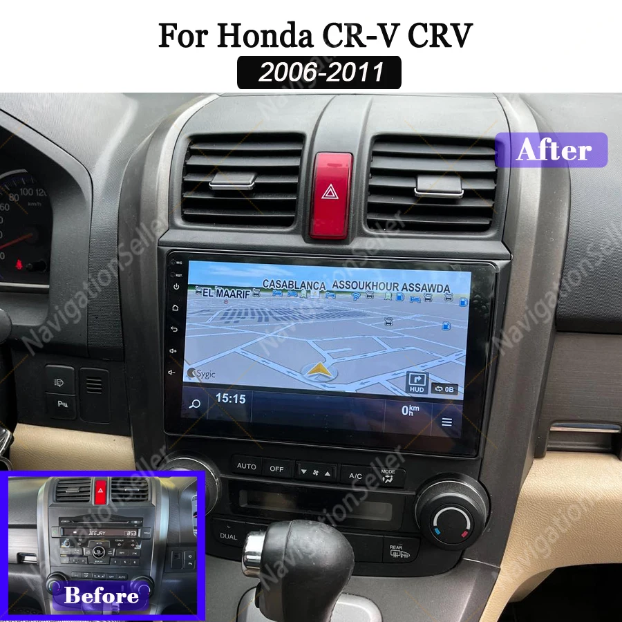 

Android Head Unit For Honda Crv Cr V 2006 - 2011 Carplay Car Radio Touch Screen Navigation Multimedia Youtube Reverse Camera DSP
