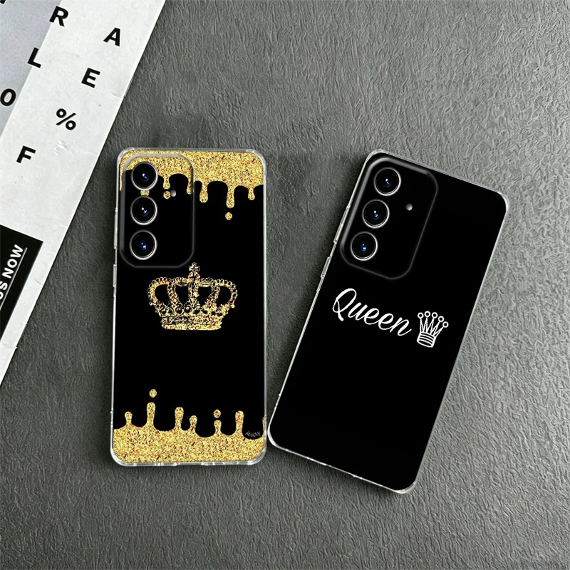 Queen and King Crown Phone Case for Samsung A53 A52S A33 A32 A32 A22 A13 A12 Galaxy A04E A03S Core A02S A50S A51 A71 A73 A72 M02