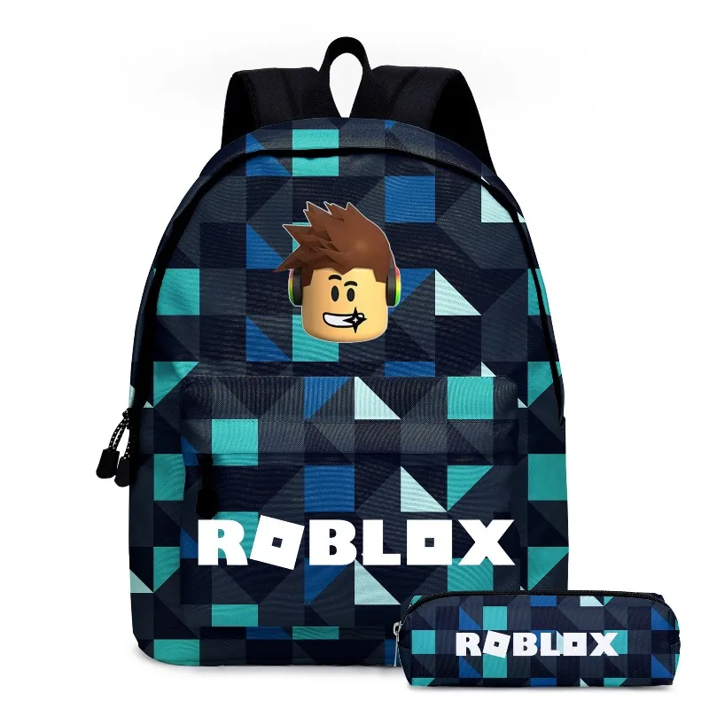 حقيبة ظهر جديدة مطبوعة بشخصيات لعبة ROBLOX حقيبة ظهر ذات سعة كبيرة + مجموعة مقلمة هدايا عيد ميلاد للأولاد والبنات #2