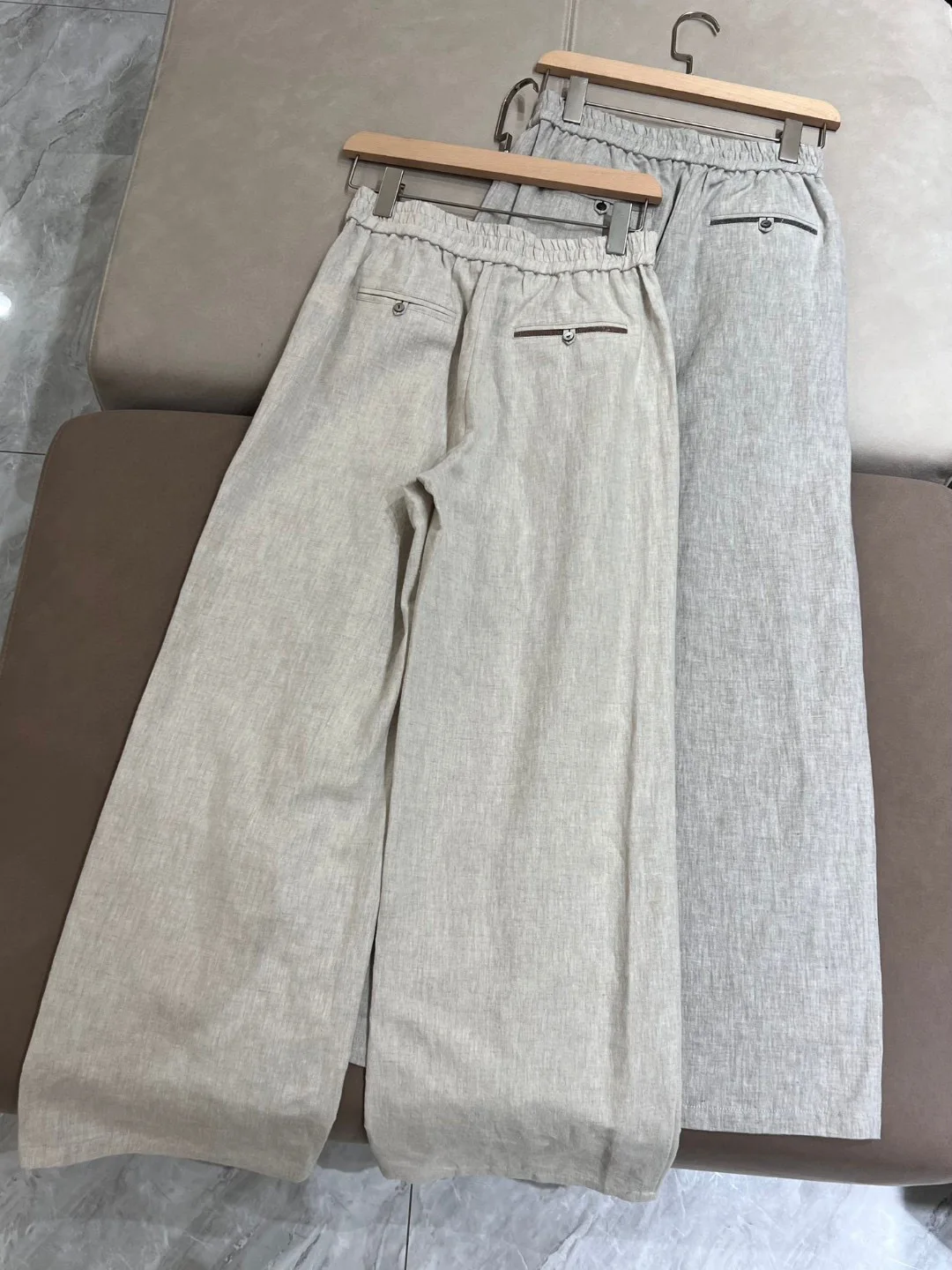 2024 Summer High Quality Casual Loose Linen Pants Suit