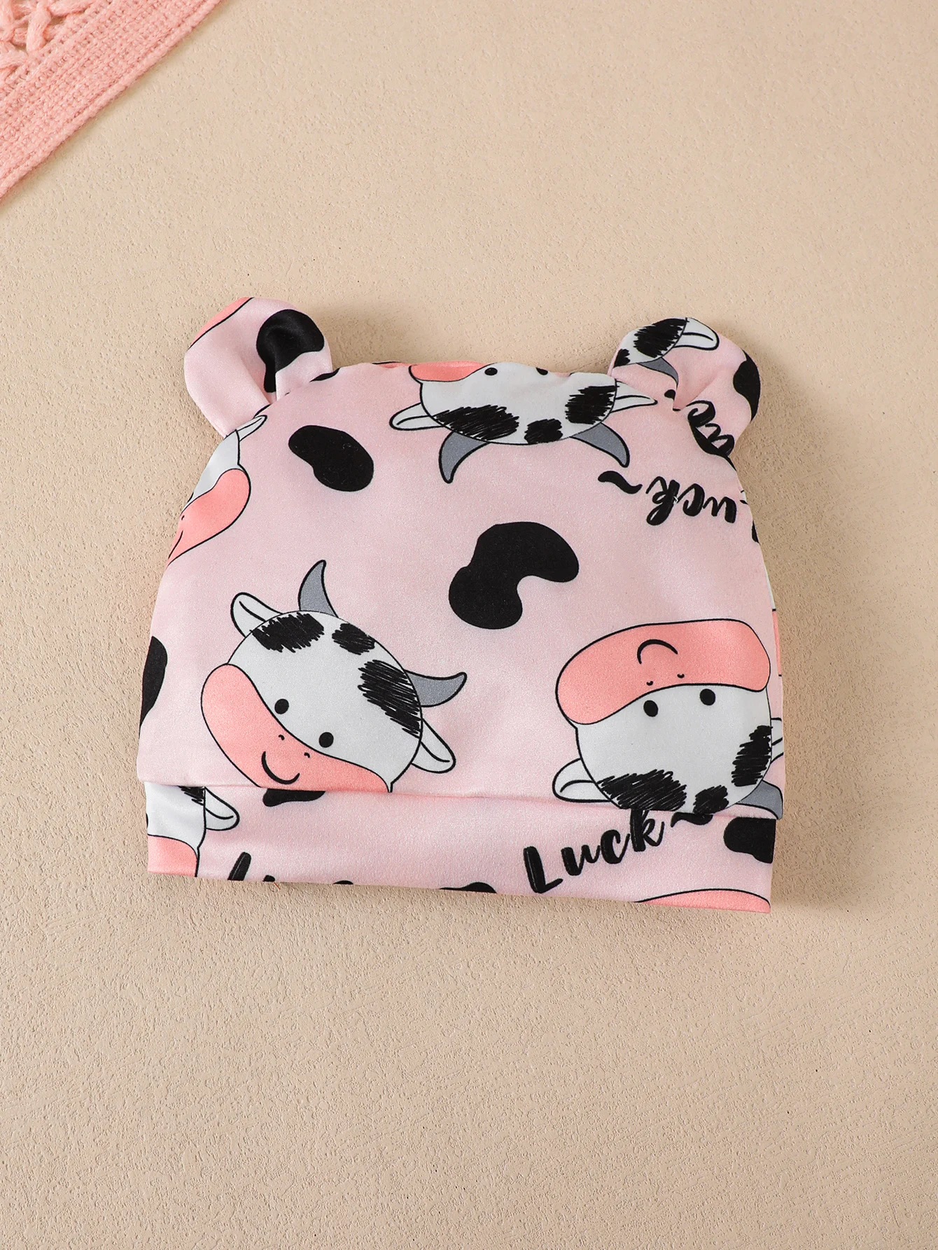 0-18 Monate Baby Mädchen Set Cartoon Kleine Milchkuh Druck Langarm-Strampler+Lange Hose+Mütze Geeignet für Neugeborene Baby Mädchen Süßes Set – Detail 3