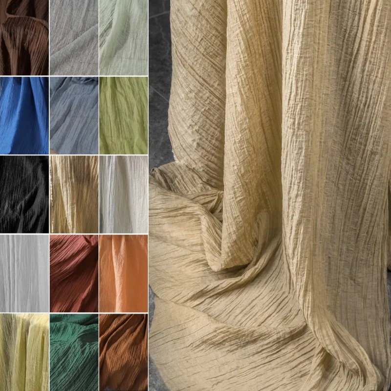 

Thin Pleated Fabric for Needlework Dress Shirt Skirts Diy Sewing Soft Comfortable Summer Cloth Plain By The Meter