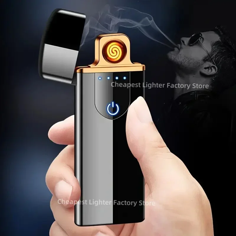 2024 Fingerprint Sensing Rechargeable Plastic Lighter USB Rechargeable Cigarette Lighter Electric Lighter Smoking Accessories