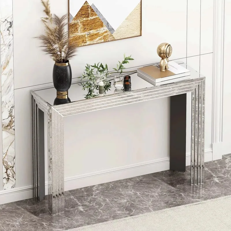 Modern Corridor Console Table Silver Mirror Glass Entrance Table Family Hotel Lobby Furniture