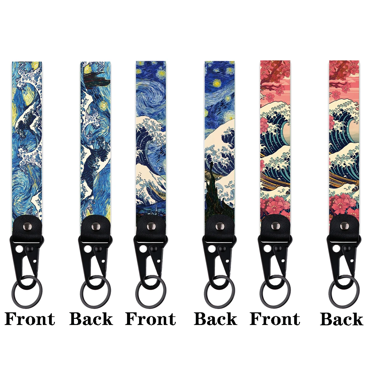 

Sea Wave Car Keychain Oil Painting Key Rings Blue Jewelry Men Women Lanyard Motorcycle Accessories Gifts For Friends