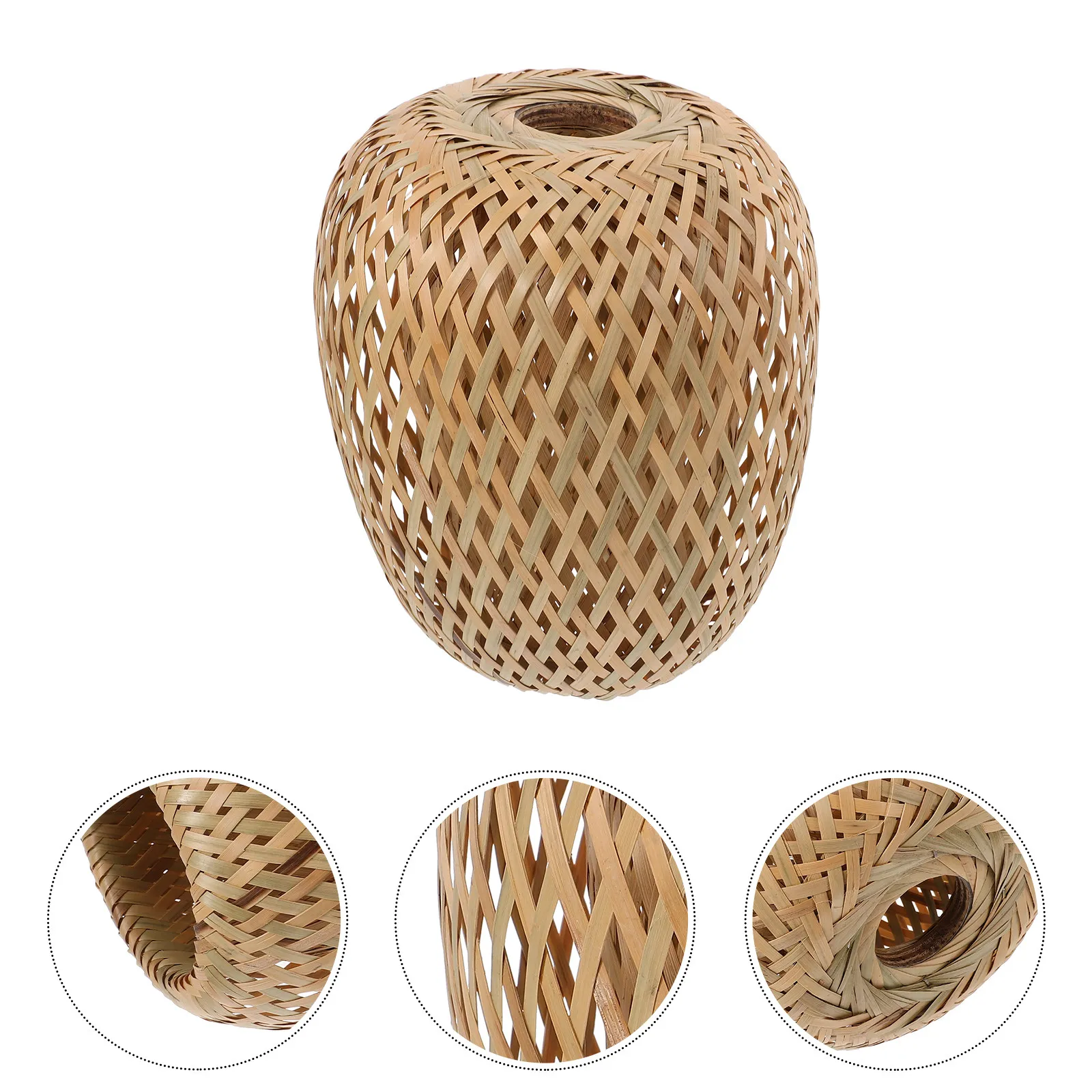 Bamboo Lamp Shade Woven Texture Hanging Lamp Shade Replacement for Pendant Ceiling Lights Rustic Decor Lampshades Decor