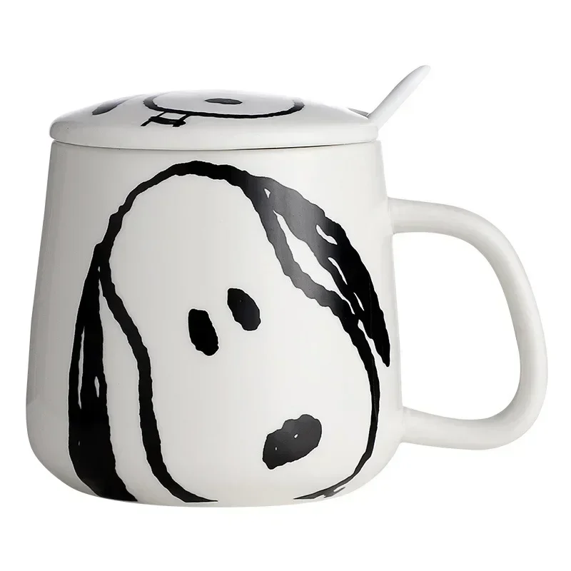 Бутылка для воды Snoopy Paeanuts, мультяшные керамические кружки, кофейные чашки с ложкой и крышкой, бесплатная доставка, кавайная бутылка для воды для напитков