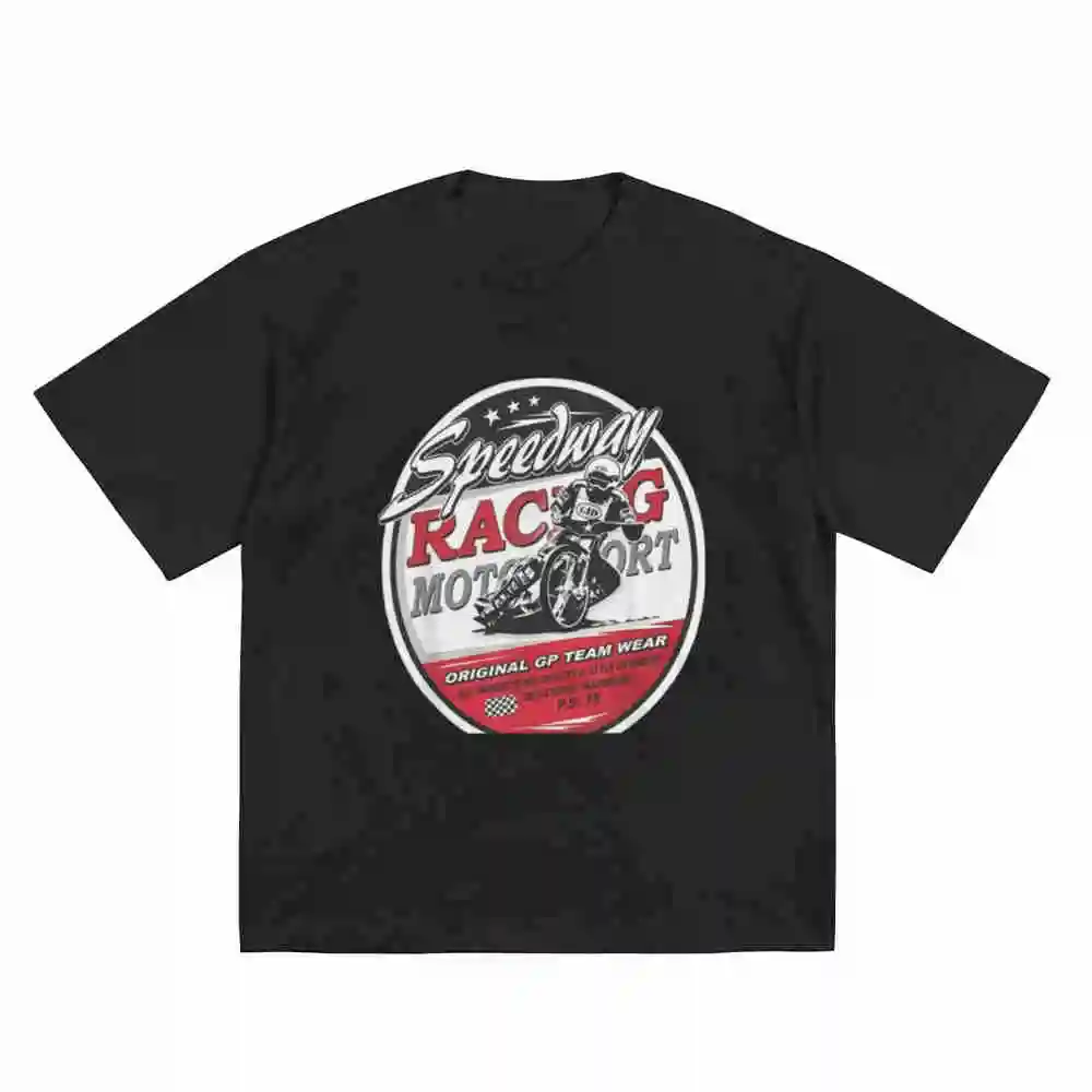 Motorcycle Speedway Flat Track Race Short Sleeve Tee 100% Cotton T-Shirt