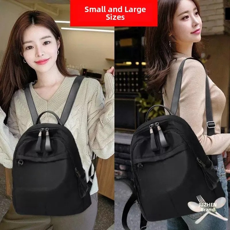 Lightweight Oxford Fabric Backpack Women's Travel Bag Waterproof Small Size Mom Bag Black British Style Soft Handle Stereo Po...
