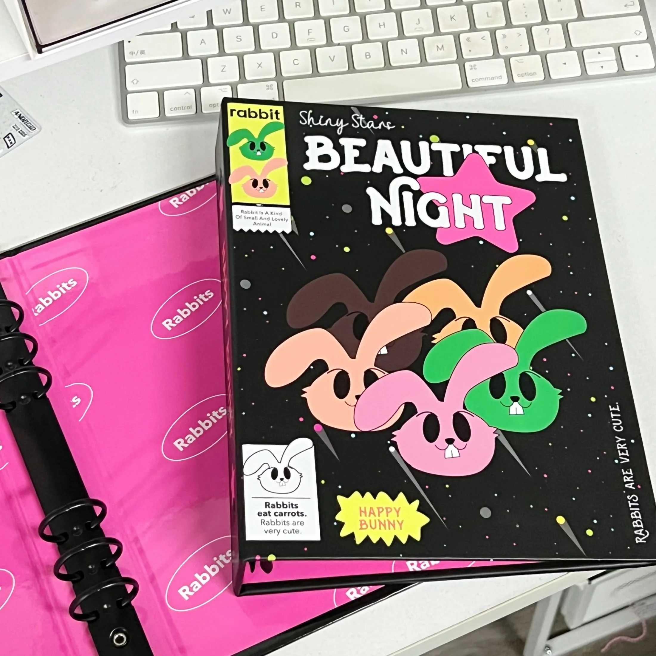 

Meteor Rabbit 4-Pocket Card Binder - Glossy Hardboard Photo Album for K-Pop POP Fan Collection, Trading Card Holder Storage Book