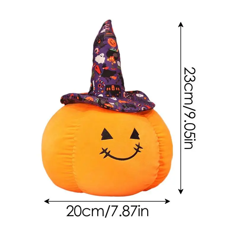 Muñeco de peluche de calabaza para Halloween, sombrero de mago de terror, almohada de felpa de calabaza, juguetes de peluche suaves, regalos de cumpleaños para niños, decoraciones navideñas