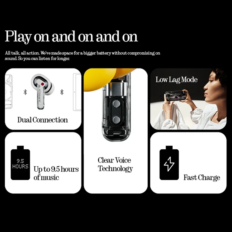 Global Version Nothing Ear (a) Wireless Earbuds 45 dB Active Noise Cancellation Up to 42.5 hours life Bass Enhance algorithm