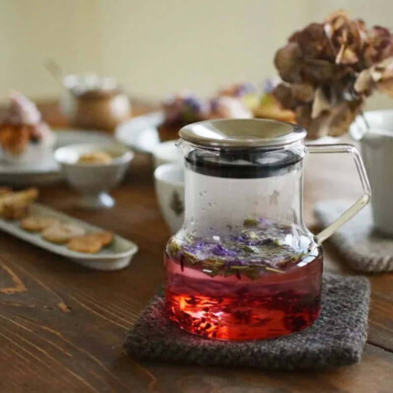 Heat-Resistant Glass Teapot with Filter - Stainless Steel Lid, Ideal for Flower or Black Tea, Stylish Home Essential