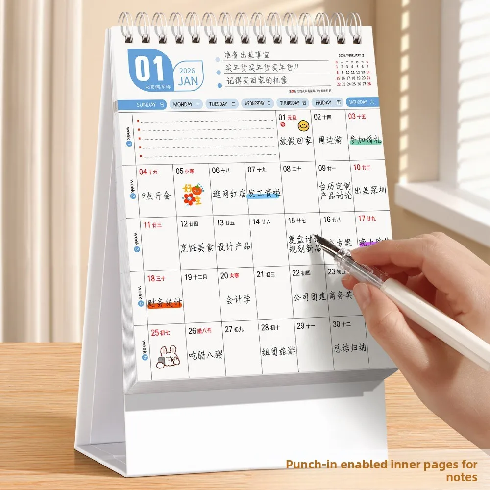 

2026 Double Side Memo Desk Calendar Year Of Horse Minimalist Design Desktop Schedule Planner with Thick Paper for Writing