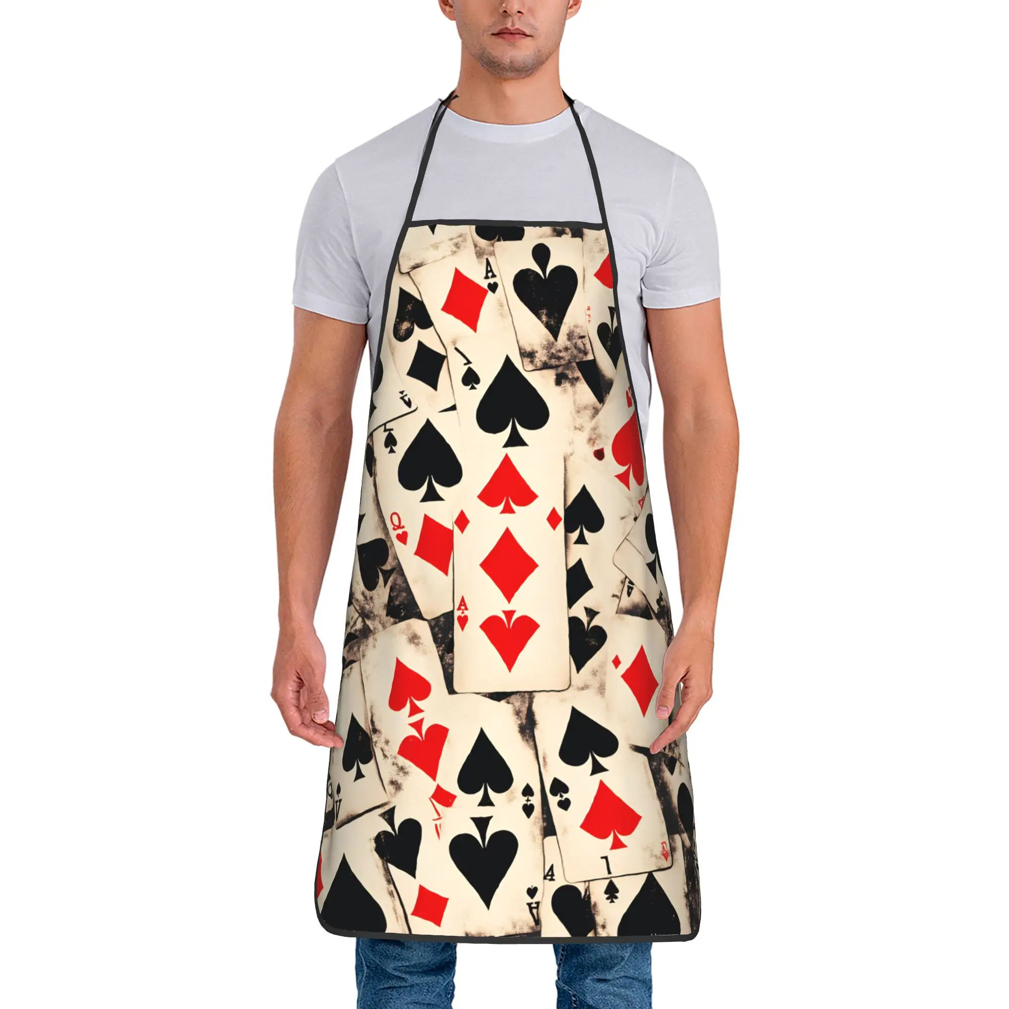 Playing Cards  Apron  Household Fashionable Kitchen Accessories Barber Home Aprons without Pocket