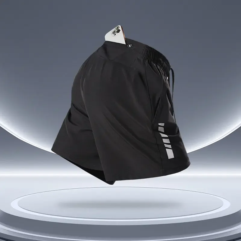 Men's Summer Running Shorts with Back Pocket: Ice Silk, Quick-Dry & Phone-Friendly for Marathon & Track Training