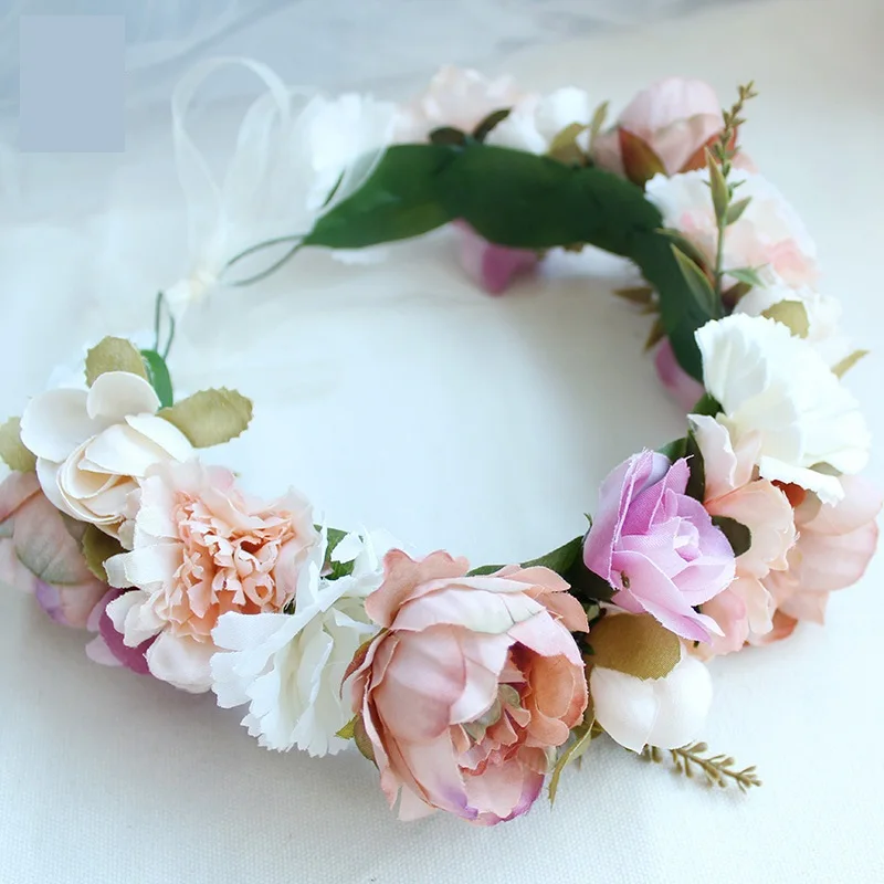 Flower Hairband Wedding Garland Boho Style Seaside Hair Accessories Wreath Women Bridal Tiaras Floral Hair Jewelry Headdresses