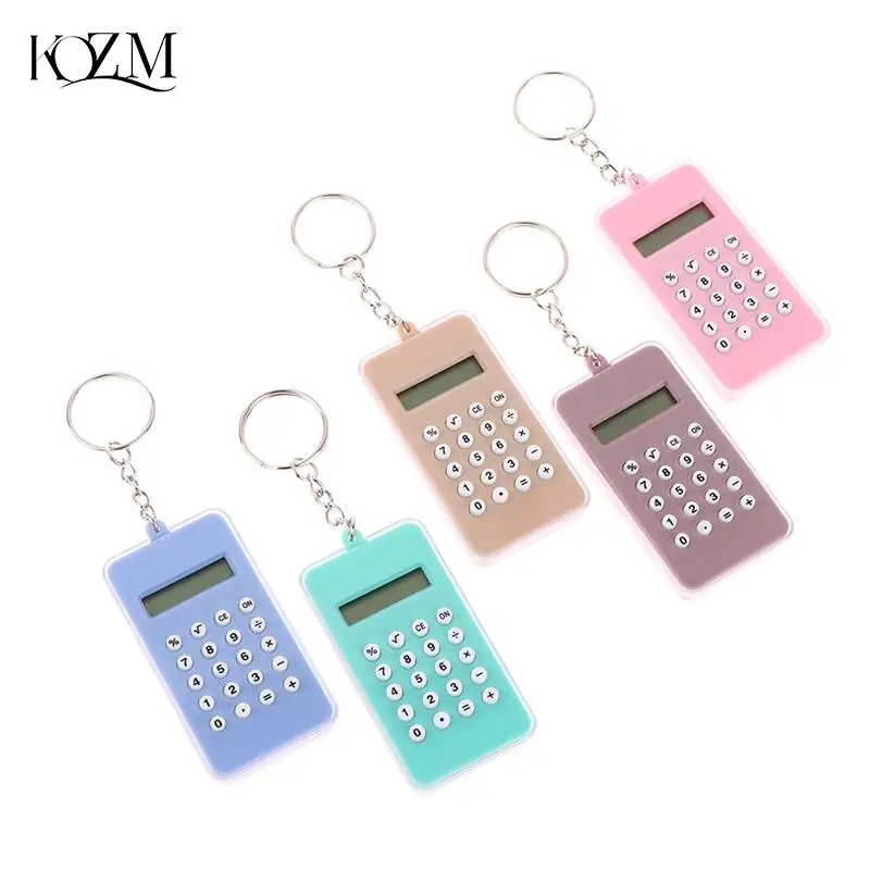 Portable Digital Calculator Kawaii Mini Calculator Pocket Display Cartoon Cute Creative Keychain Calculator Office Supplies