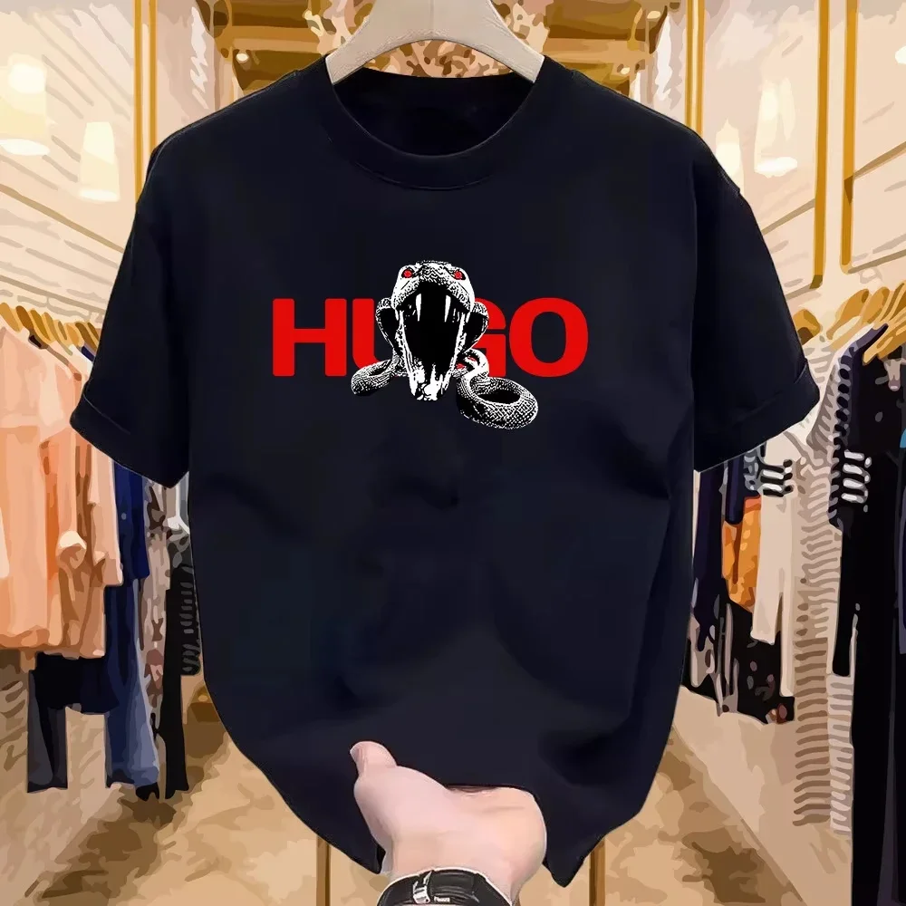 

2025 New men's pure cotton summer round-neck T-shirt with printed fashion and loose top, comfortable streetwear