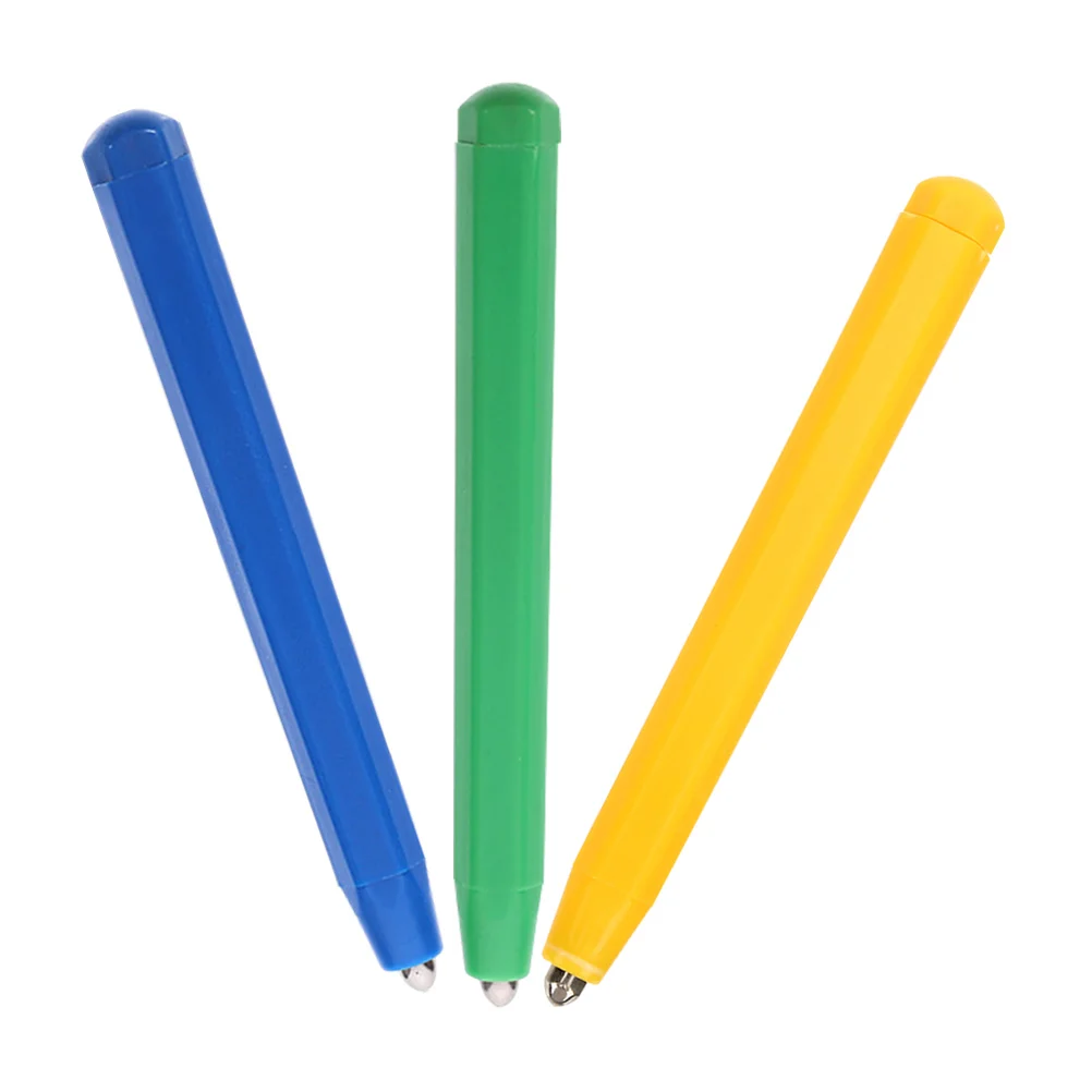 Juego de bolígrafos de dibujo magnéticos, lápiz óptico de repuesto verde y amarillo para tablero de escritura, suministros de plástico portátiles, 3 uds.